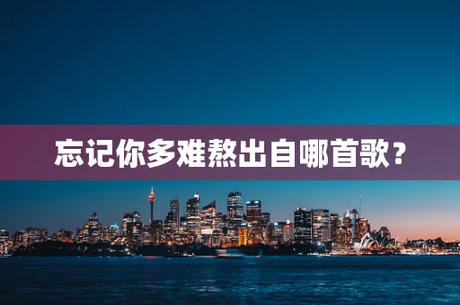 忘记你多难熬出自哪首歌？