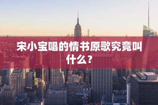 宋小宝唱的情书原歌究竟叫什么？