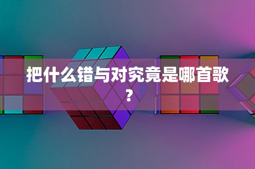把什么错与对究竟是哪首歌？