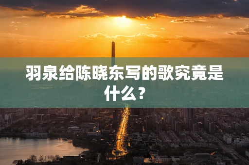 羽泉给陈晓东写的歌究竟是什么？