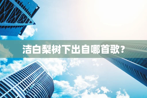 洁白梨树下出自哪首歌？