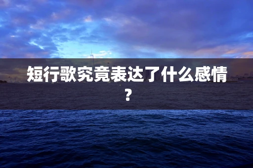 短行歌究竟表达了什么感情？