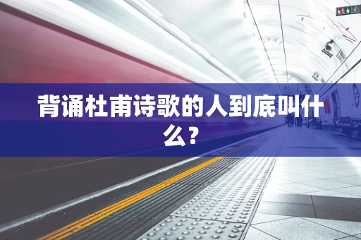 背诵杜甫诗歌的人到底叫什么？